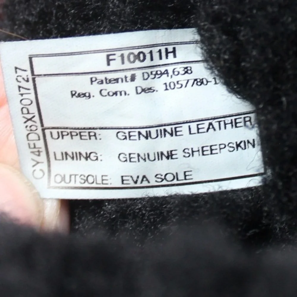 UGG Australia Classic Tall 5815 Black Leather Sheepskin Boots Womens 7‎